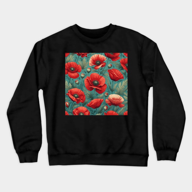 Red Poppy Flower Crewneck Sweatshirt by Jenni Arts